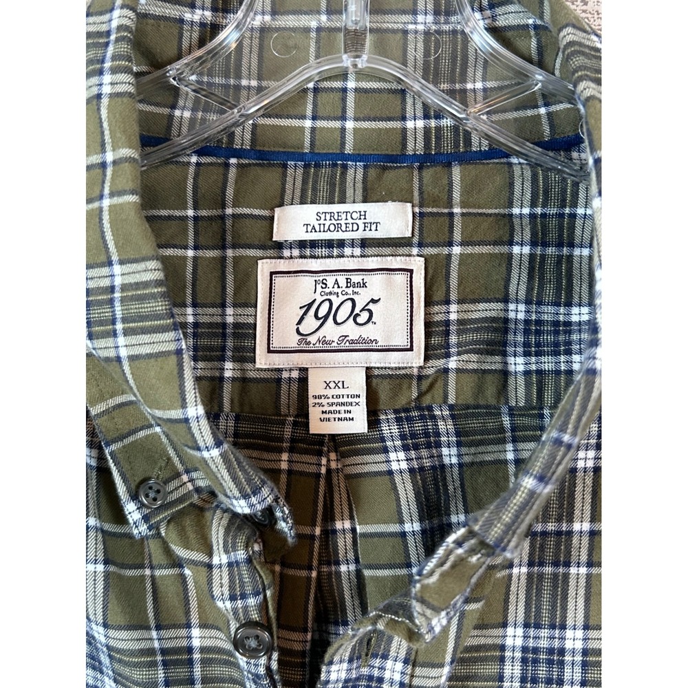 Jos.‎ A. Bank 1905 Mens XXL Stretch Tailored Fit Plaid Button Down Shirt Flannel